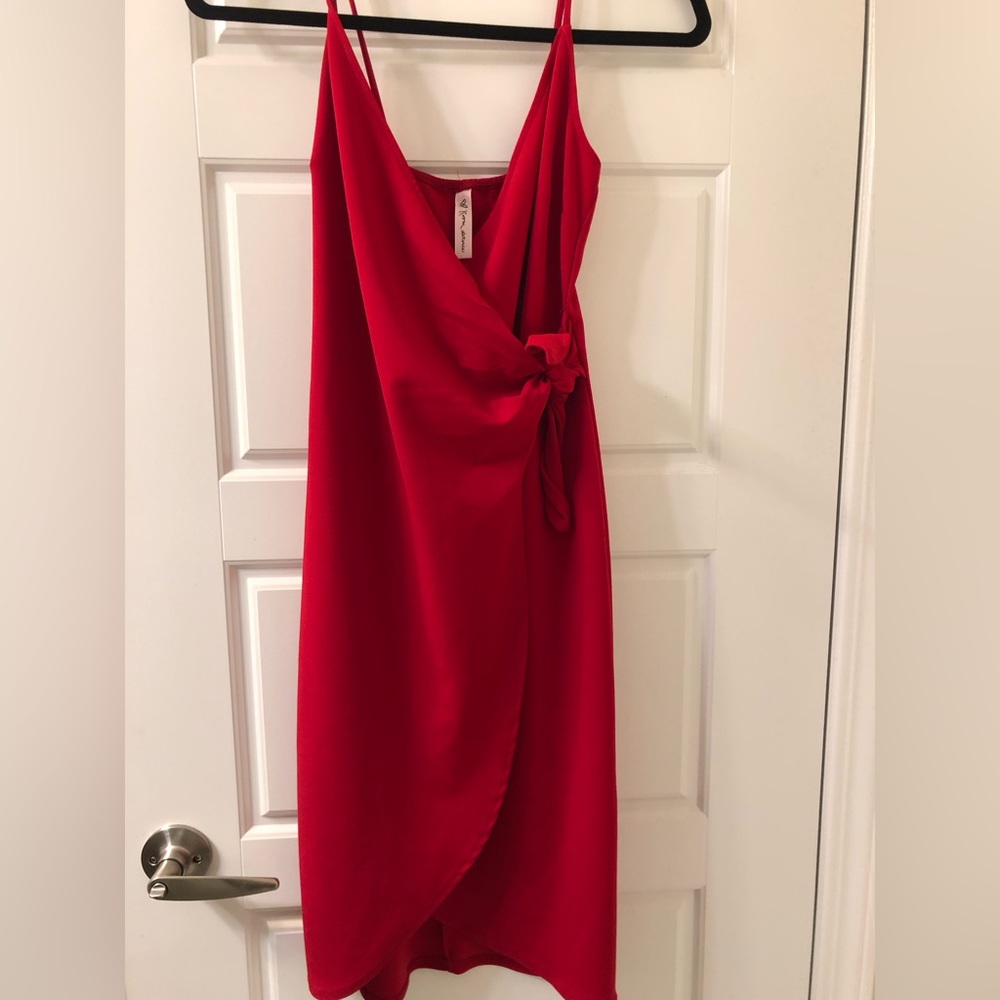 Red wrap dress from Honey